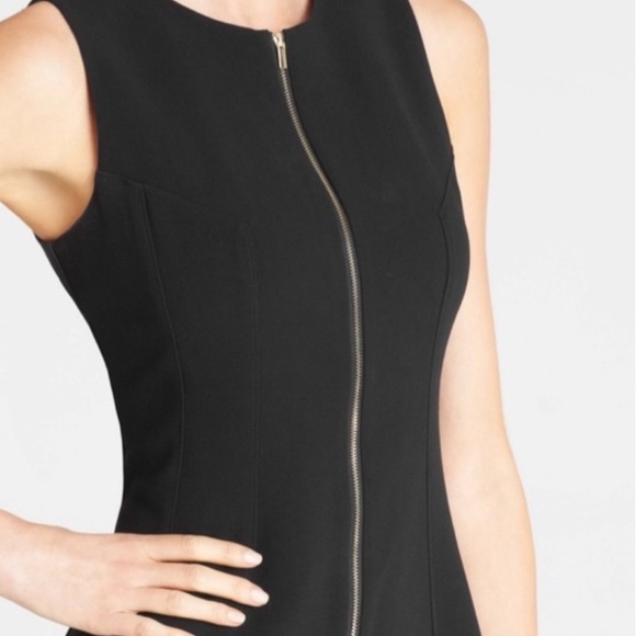 NEW ANN TAYLOR PONTE EXPOSED ZIPPER SLEEVELESS FIT & FLARE - Picture 3 of 14